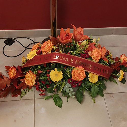 Raquette deuil allongee avec ruban